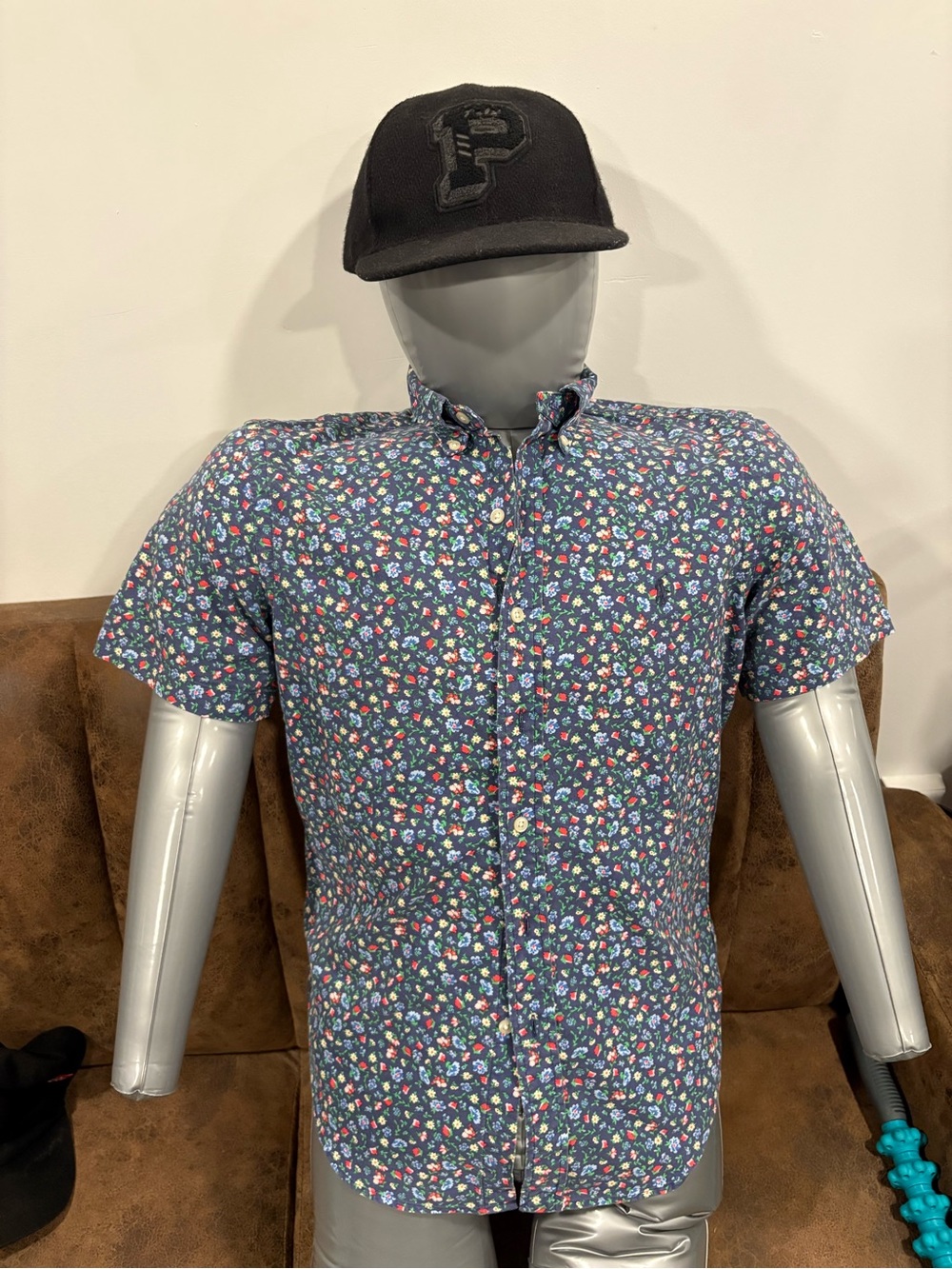 Ralph Lauren Navy Floral Short-Sleeve Button-Down Shirt